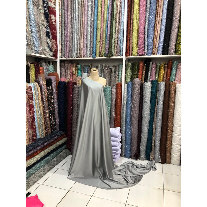 Kain Armani Silk Premium Warna silver, emerald, mocca, Satin armany silk original