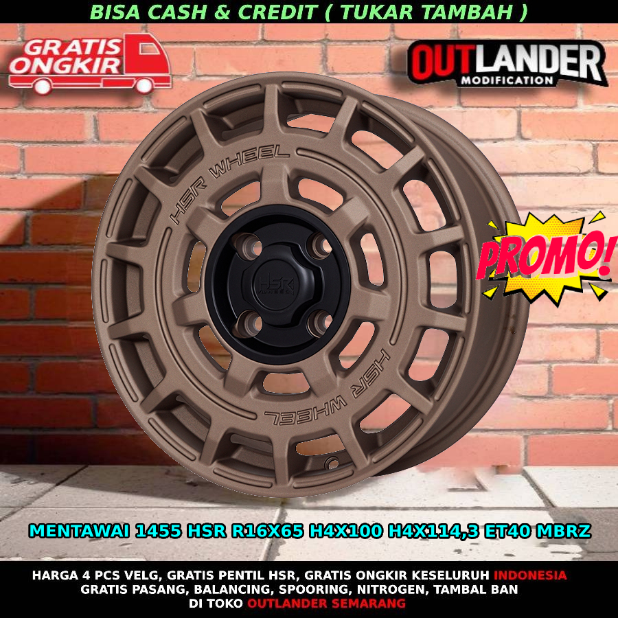 VELG MOBIL RACING RING 16 TYPE HSR MENTAWAI HSR R16X6,5 H4x100 ET40 MBRZ FORR IGNIS, AGYA
