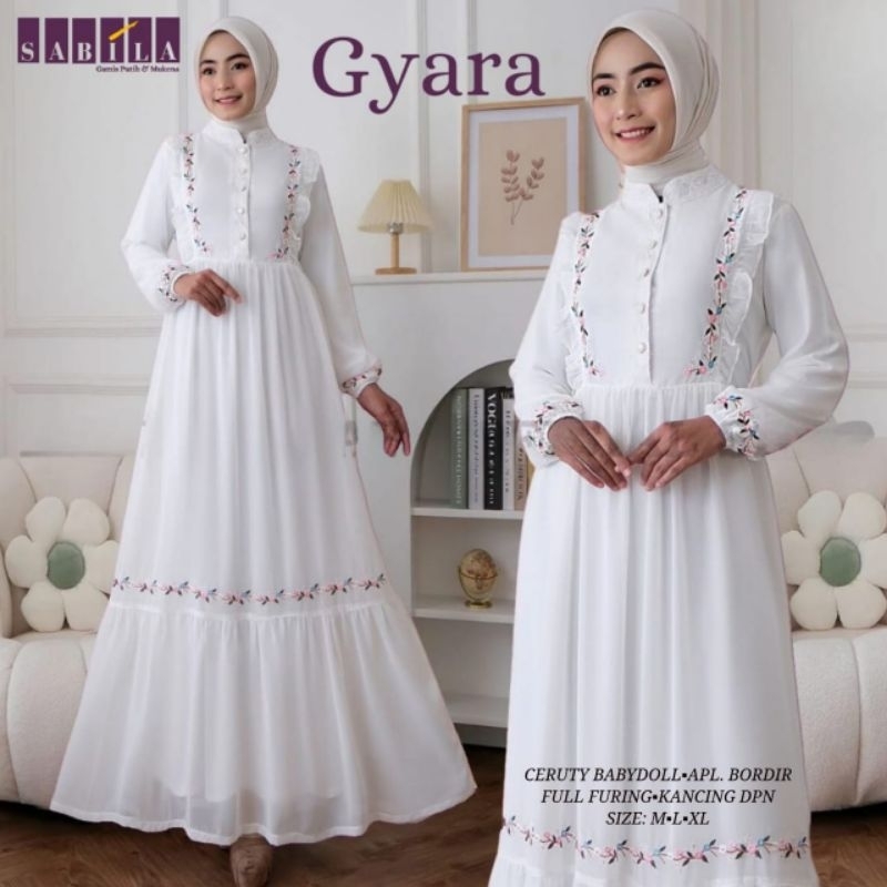 viola gamis putih bruklat /  gamis maxy putih /gamis lebaran putih
