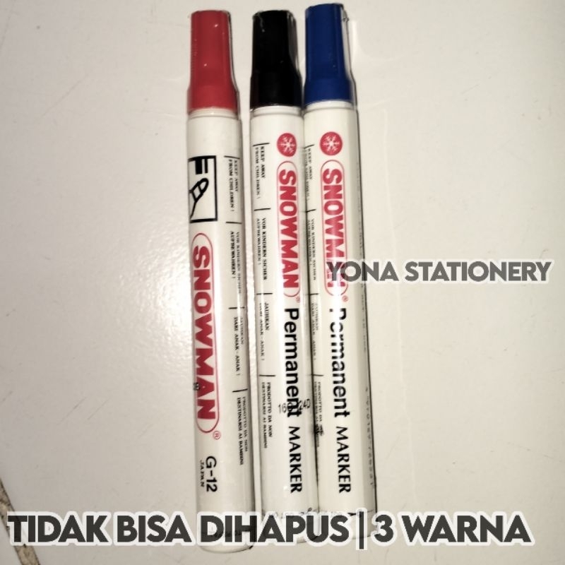 

Spidol Snowman Permanen | Spidol Permanent | G-12 | 3 Warna: Hitam, Biru, Merah (Tidak bisa dihapus)