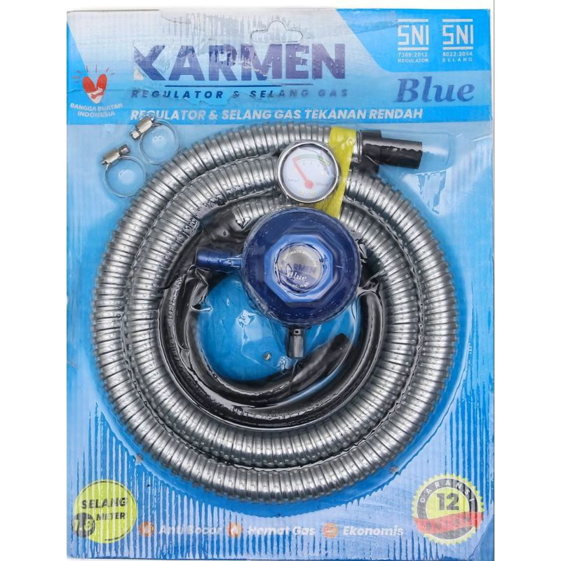 Regulator gas meter + selang 1.8m / karmen selang gas + regulator + meter / kepala gas