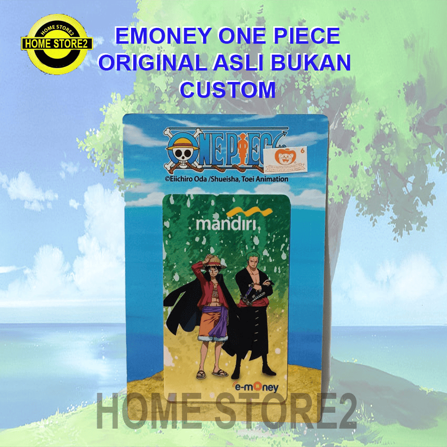 EMONEY CARD MANDIRI ORIGINAL ASLI BUKAN CUSTOM EDISI ONE PIECE ONIGASHIMA LUFFY DAN ZORRO