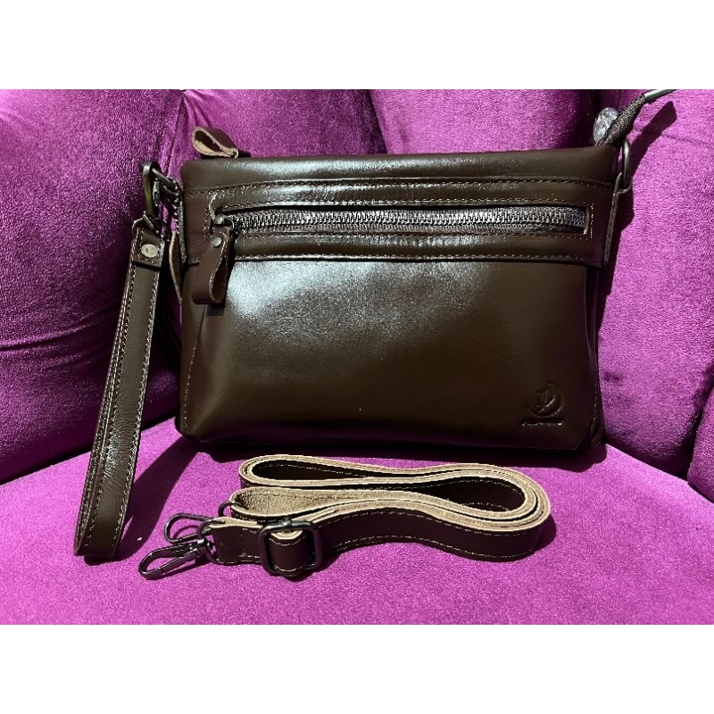 PIZARRO tas selempang pria wanita kulit sapi asli tas tenteng kulit cowok cewek pouch kulit tas kuli