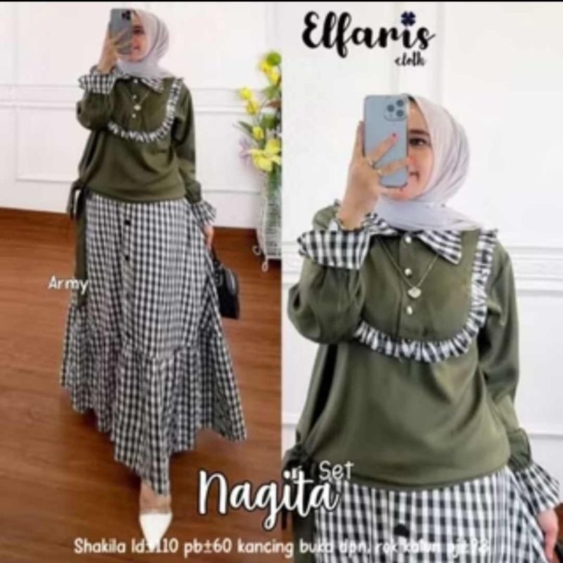 Setelan wanita remaja Helen kaos knit import
