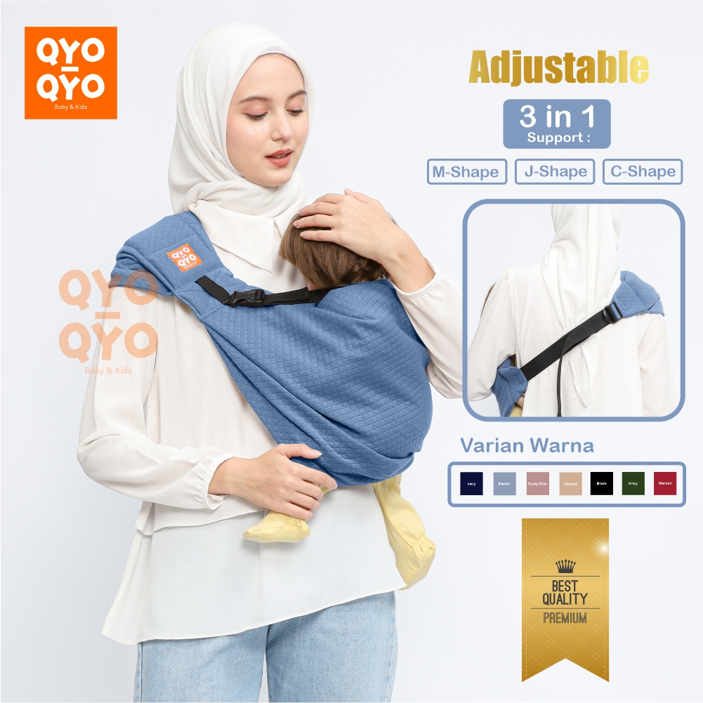 Gendongan Bayi Samping Instan Adjustable Baby Pouch Geos Busa Gen Two Diamond Premium QYO-QYO