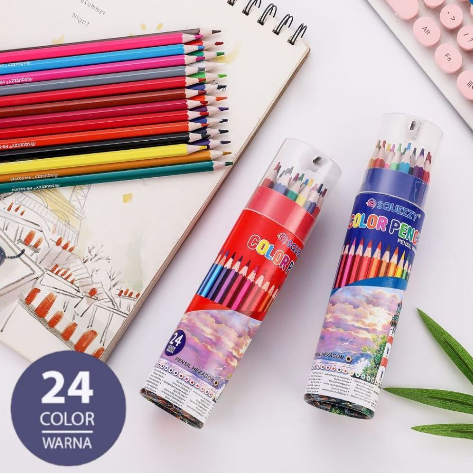 

Pensil Warna Tabung Kayu 24 Warna Panjang SQUEEZY / VANCO Murah Berkualitas