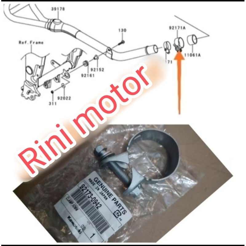 klem clam knalpot tengah Ninja 250 karbu Ninja 250fi Z250 SL Ninja rr mono Original