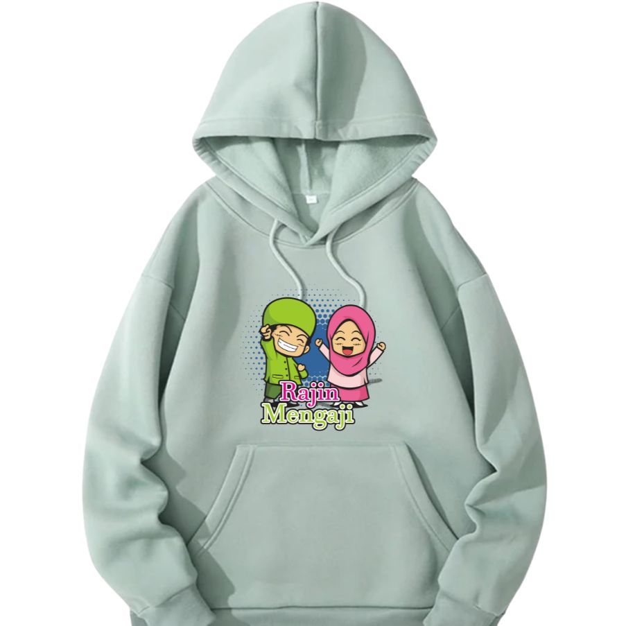 Sweater Hoodie Anak Laki Laki Perempuan Jaket Sweater Hoodie Anak Dakwah Islami Rajin Mengaji Lucu