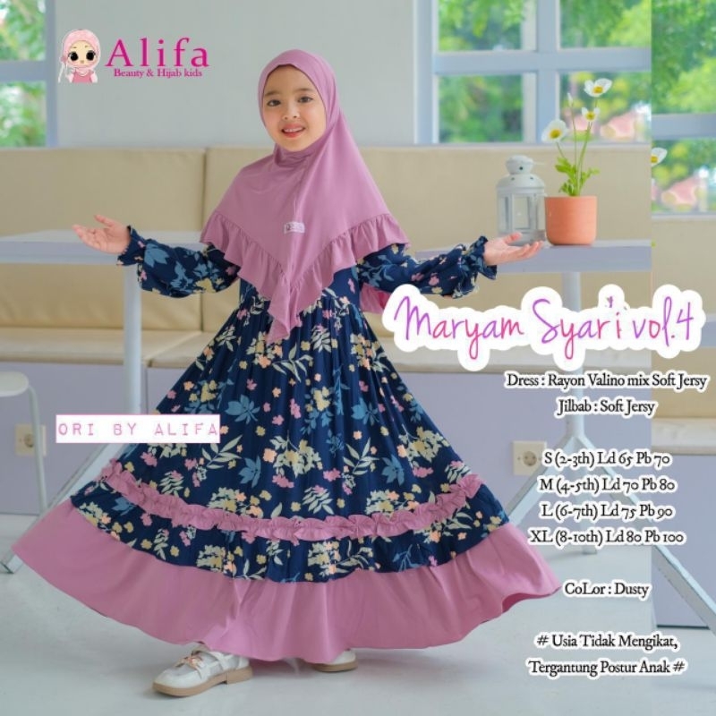 [ORI ALIFA KIDS SOLO] MARYAM KIDS DRESS SET HIJAB