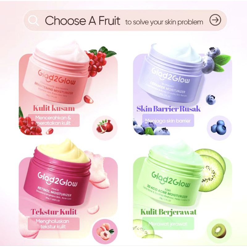 GLAD2GLOW Moisturizer Pomegranate | Glad2glow moisturizer blueberry | glad2glow retinol | G2g moistu
