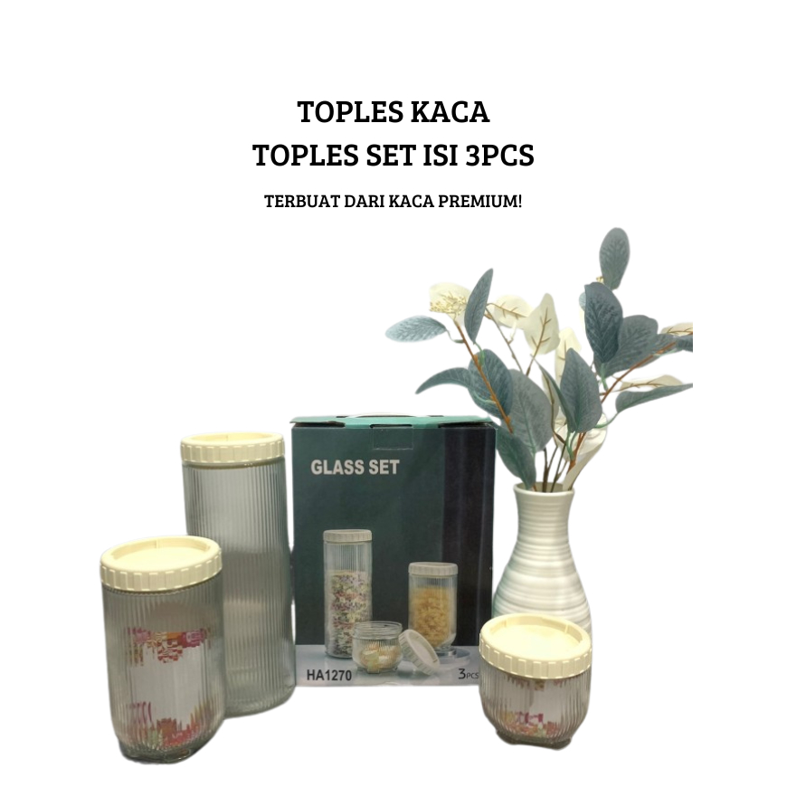 TOPLES KACA HA1270 /  TOPLES 1 SET ISI 3 PCS / GLASS SET