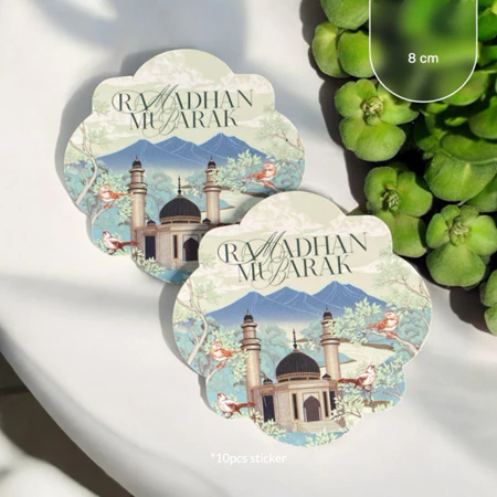 

10 Pcs Sticker Toples Kue Kering Seal Stiker Stoples Cookies Motif Ramadhan Sage 8 CM