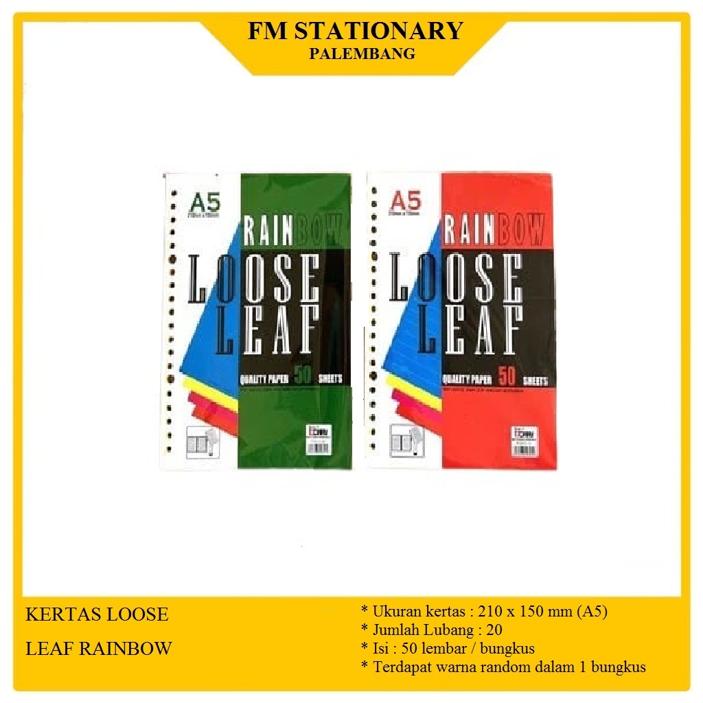 

Isi Kertas Binder Rainbow dan Putih Polos LOOSE LEAF A5