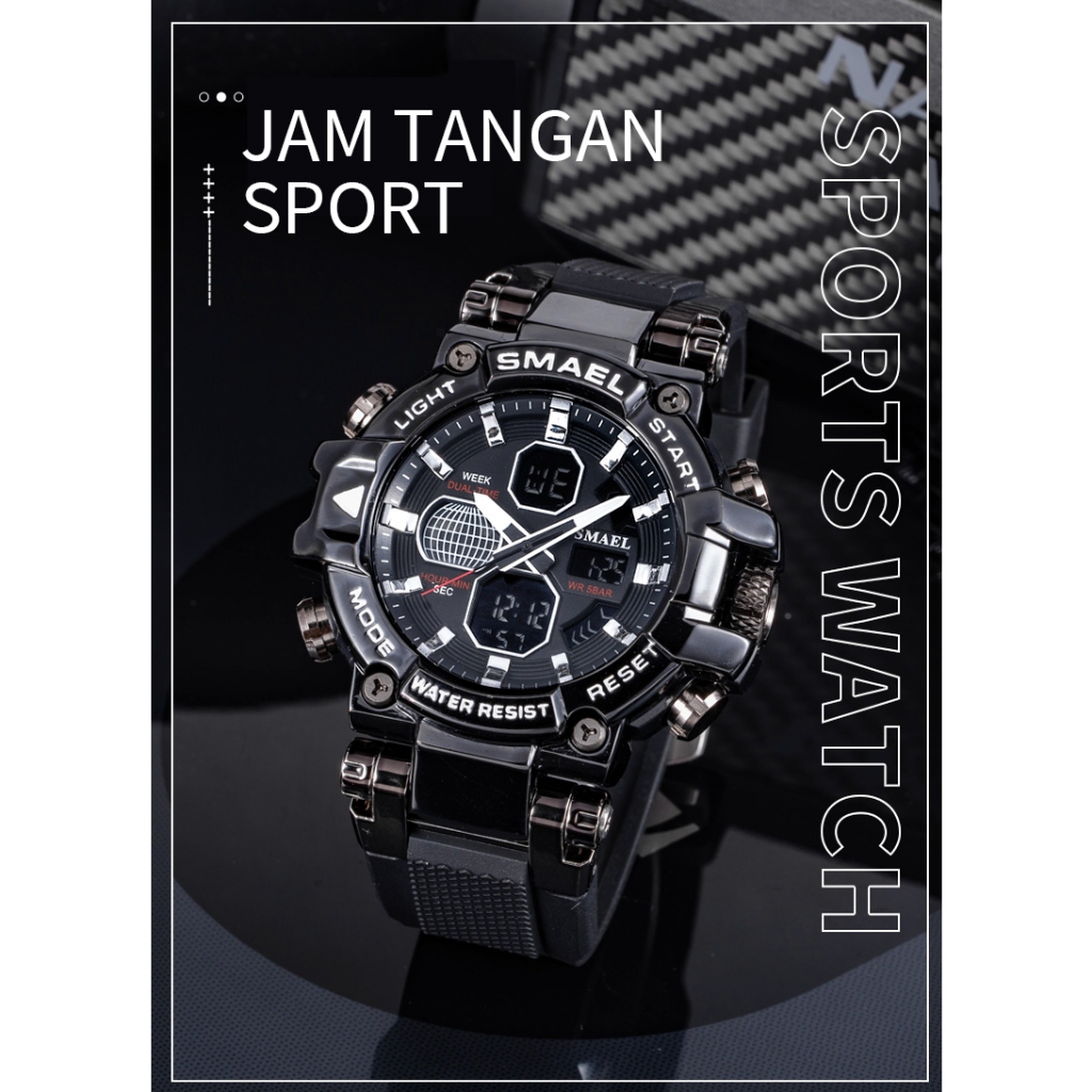SMAEL 8027 Jam Tangan Taktis Militer Analog Digital HD yang Dapat Dipakai Tanggal Jam Tangan Pria Ta