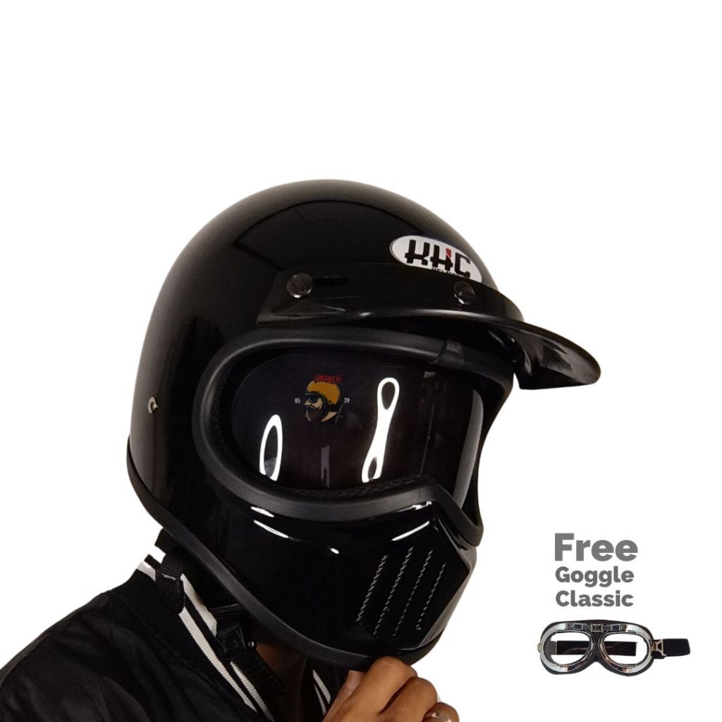 Helm cakil khc solid retro caferacer harley davidson sni mr helm