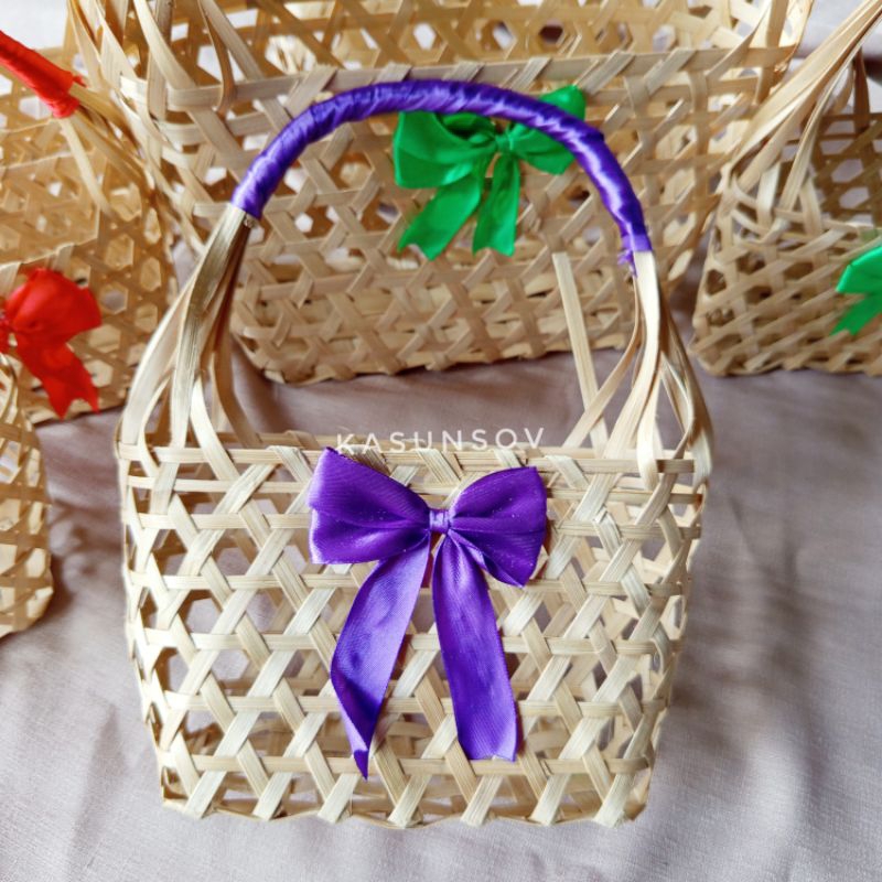 Keranjang Parcel Anyaman Bambu /Keranjang parsel rotan