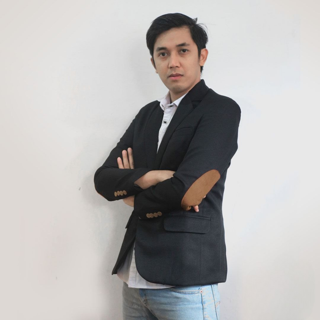 Blazer Casual Pria Elbow Semiwoll