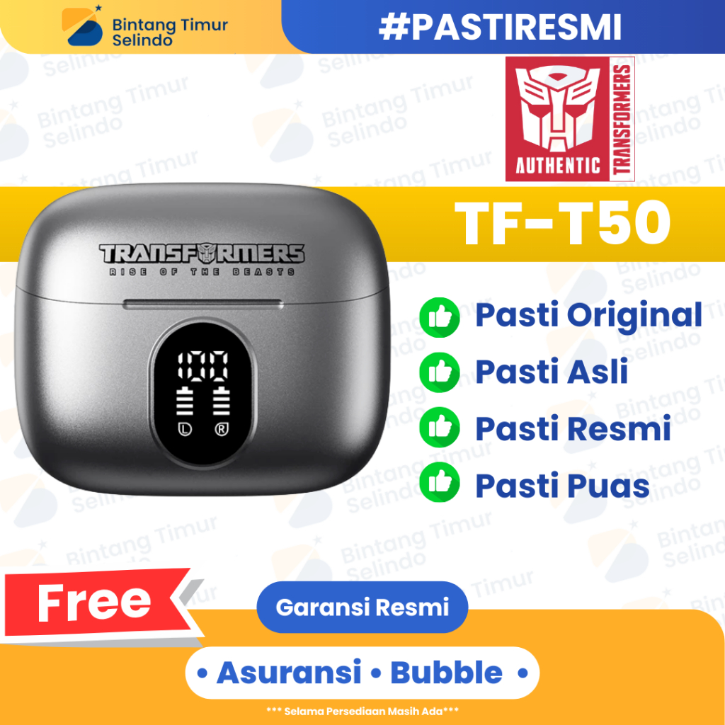 Transformers TF-T50 Tws Wireless Bluetooth Earphone Gaming Headsets