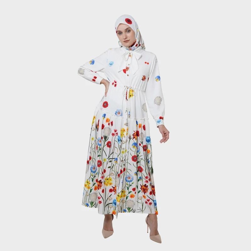 Hikmat Abaya D7485 Warna White & Black