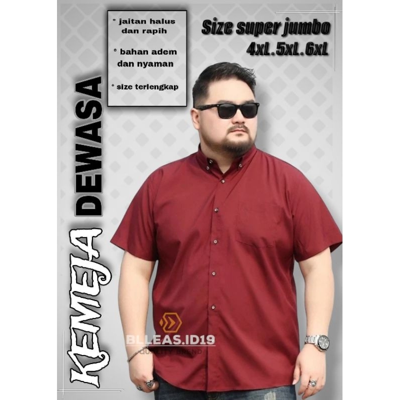 Baju Kemeja Polos Pria Lengan Pendek Jumbo Slimfit Premium Distro Atasan Hem Laki Hitam