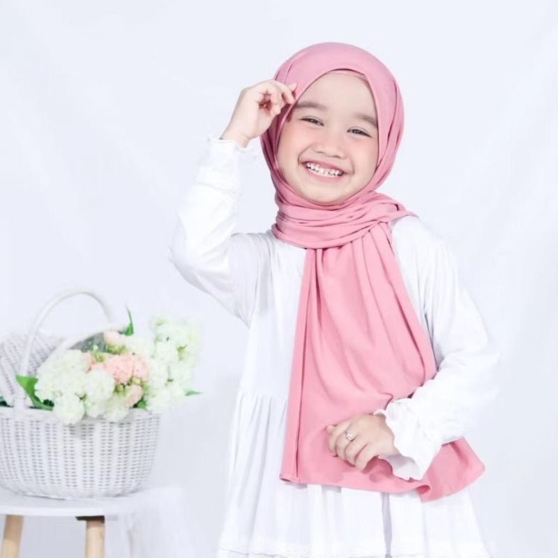 Pashmina Jersey Anak Usia 3-10 Tahun - Pashmina Anak - Kerudung Anak - Hijab Anak - Pashmina Instan 