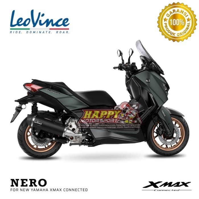 Knalpot slip on Leovince original Italy Titanium Xmax 2023: NERO BLACK