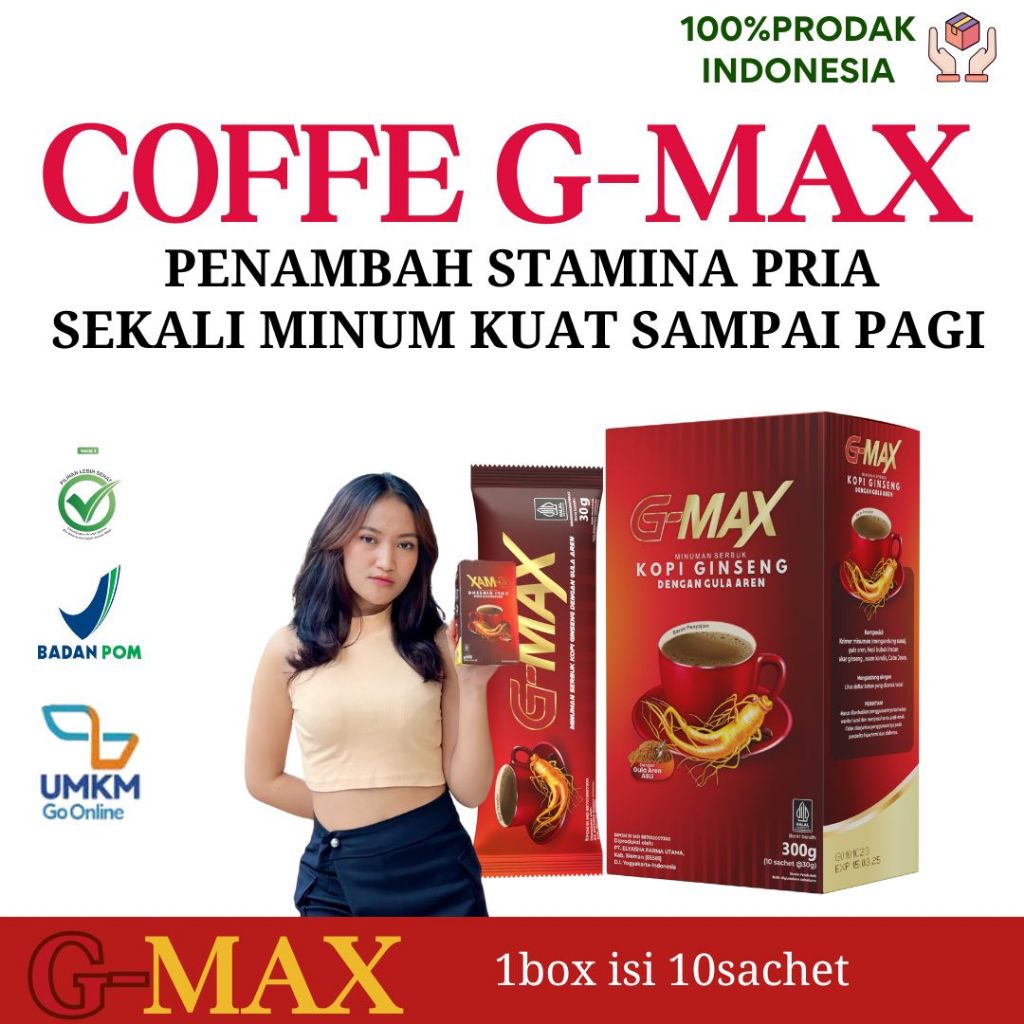 

G-MAX COFFEE kopi penambah stamina pria original tahan lama BPOM
