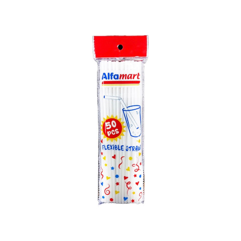 alat makan plastik sedotan fleksibel / gelas / sendok / piring alfamart
