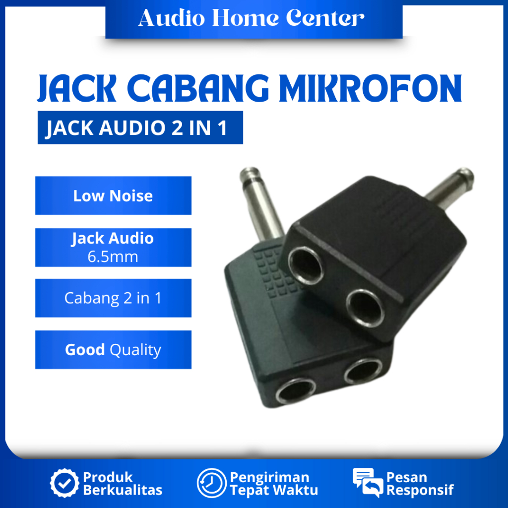JACK MIC CABANG 2 SAMBUNGAN JACK AKAI MONO AUDIO 2 JACK MIKROFON CABANG KONEKTOR JACK MIC CABANG