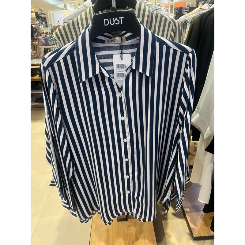 KEMEJA DUST WANITA MOTIF GARIS BIRU