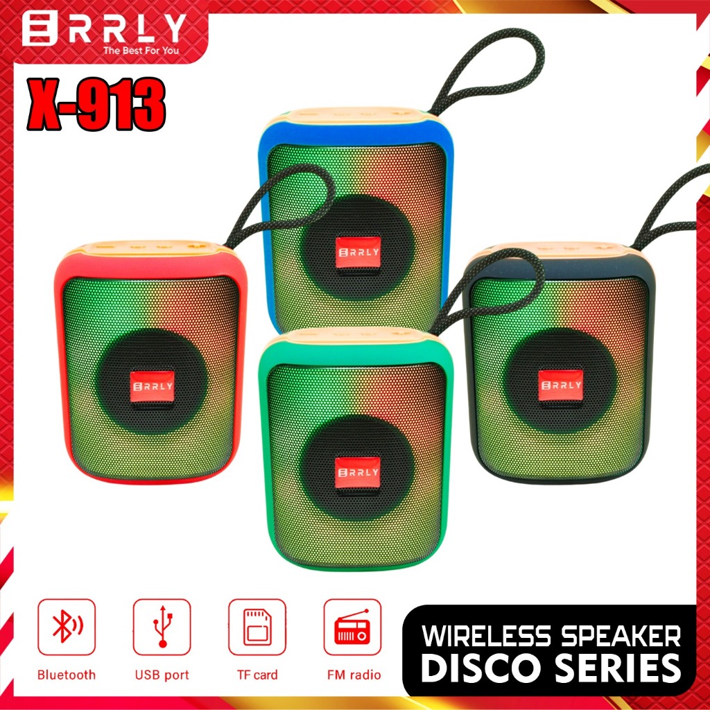 Speaker Bluetooth Portable ERRLY X913 LED RGB Light Speker Wireless Lampu Disco SuperBass TWS