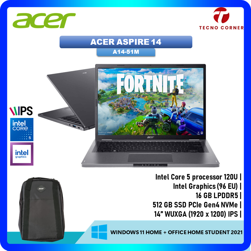 NEW Acer Aspire 14 Core I5 120U RAM 16GB SSD 512GB Windwos 11 + OHS 14.0 WUXGA IPS