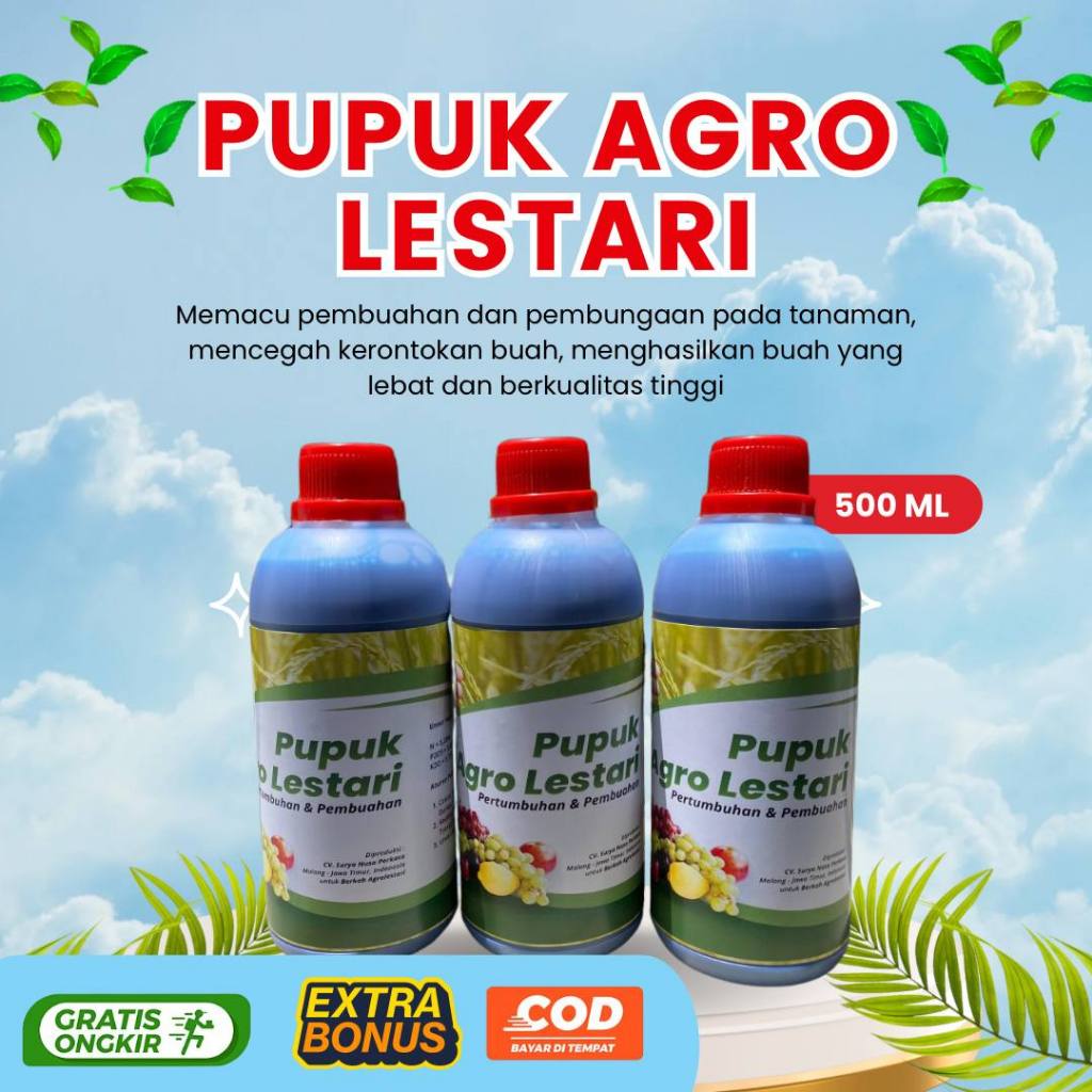 Pupuk Agro Lestari 500 ml Cair Biru Organik Asli Perangsang Penyubur Buah Bunga Akar Batang Tanaman