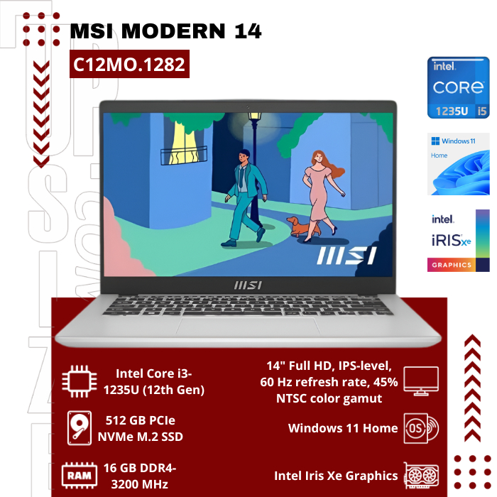 MSI MODERN 14-C12MO.1282 Intel Core i5-1235U