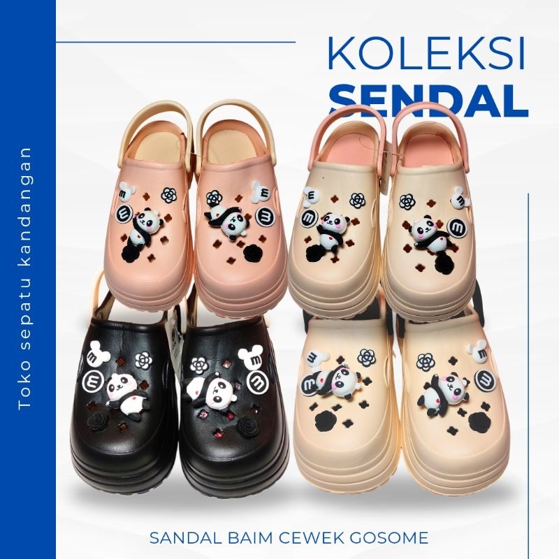 Sandal Baim Wanita Karet Jelly Plastik Gosome, Sendal Cewek Motif Lucu Flip Flop Sandal Anak Dewasa 