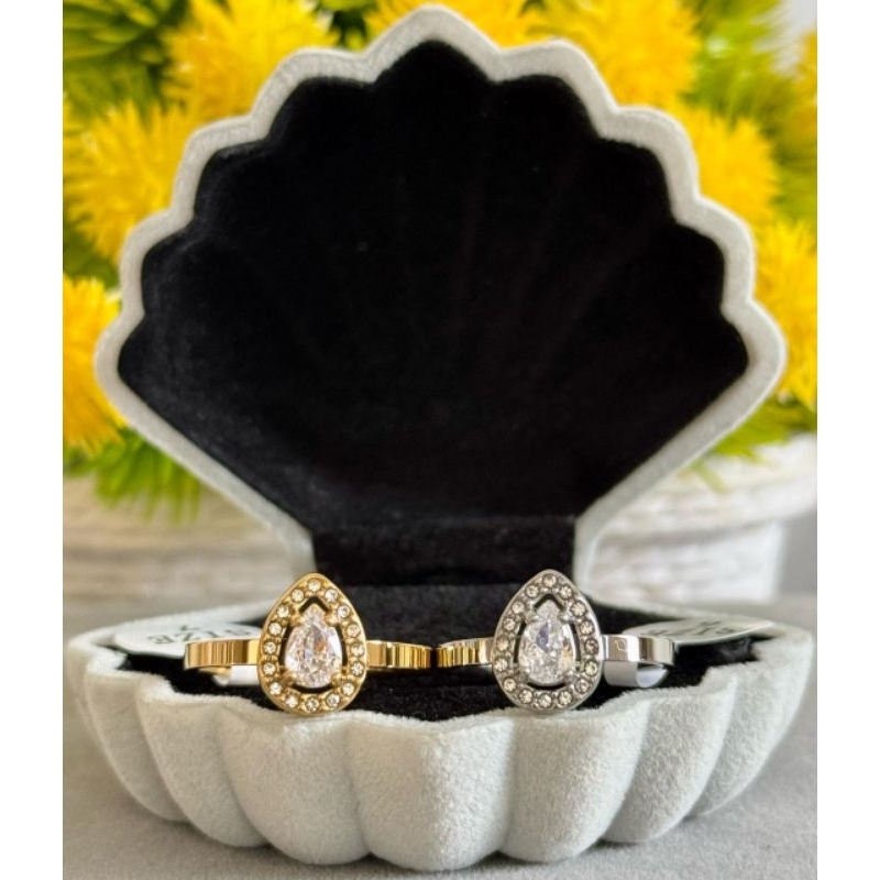 Cincin titanium mata putih