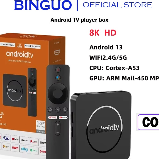 Terbaik Android Tv Box 5G24G Wifi Smart Set Top Box 4GB Ram 32GB Rom Android 13 Full HD 8K 1P Unlock