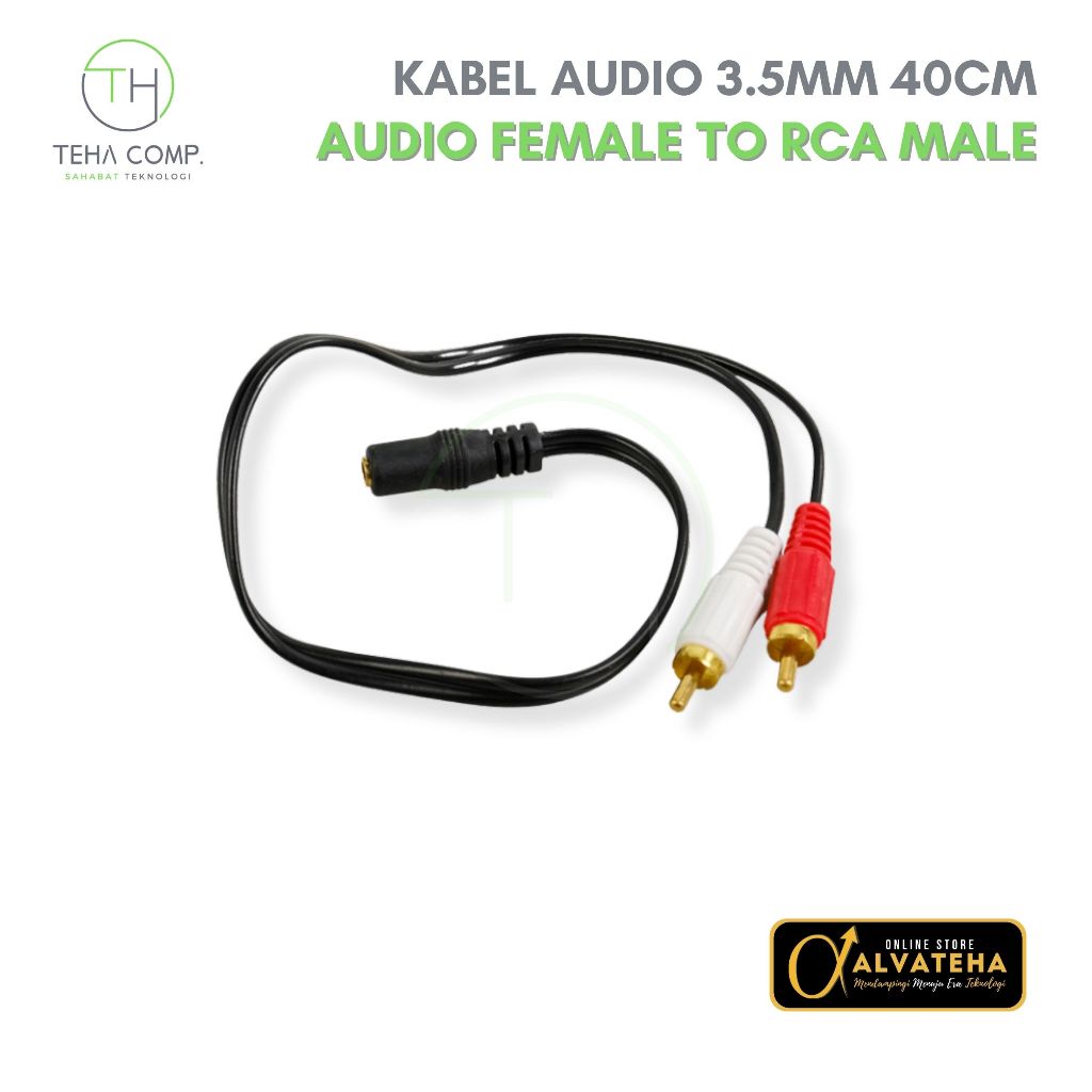 Converter RCA to Aux 3.5 mm Audio Hifi Kabel Jack Konektor HP Speaker
