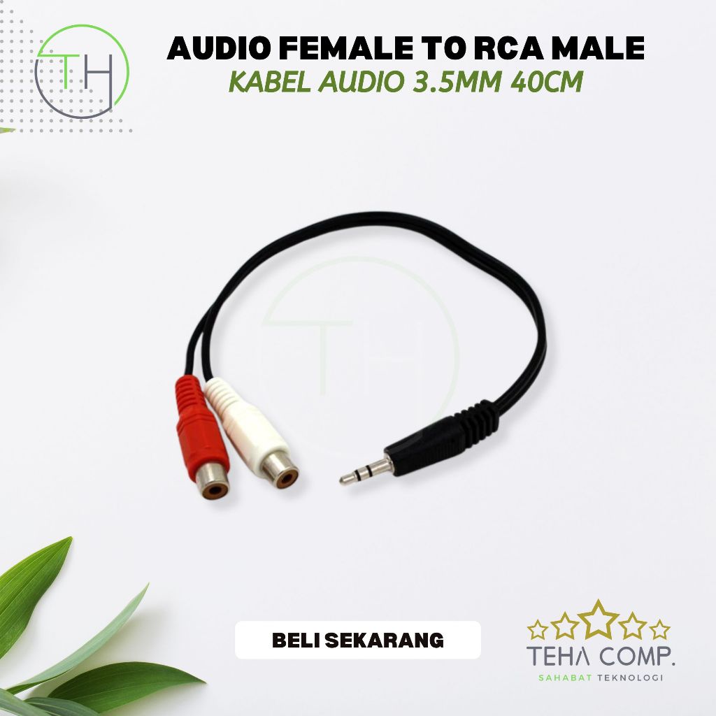 Kabel RCA to Aux 3.5mm Converter Audio Hifi Jack Konektor HP Speaker