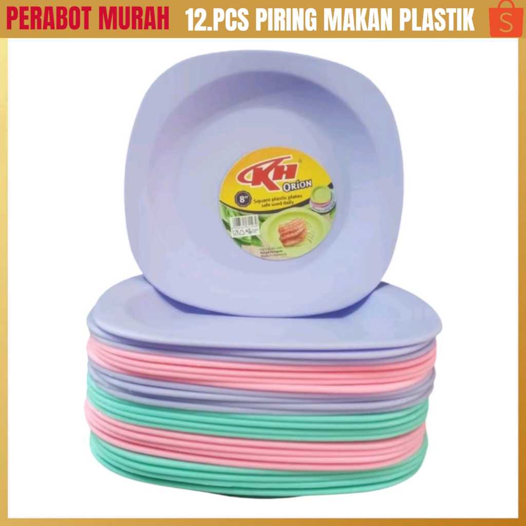[ 1 LUSIN ] PIRING MAKAN PLASTIK BENTUK SEGI MERK KH ORION