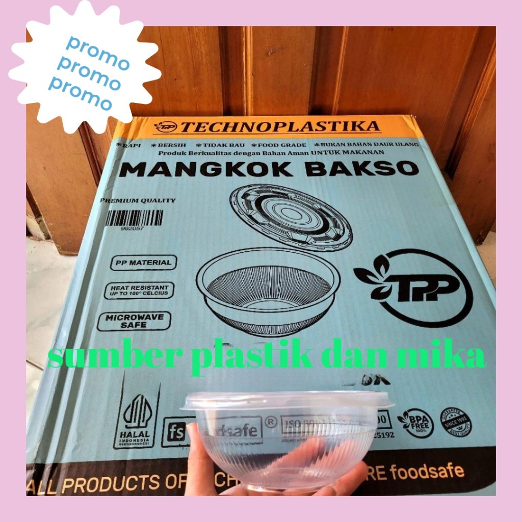 Mika Mangkok 650 ml + Tutup / Mangkok Bakso / THINWALL Mangkok Bakso Ulir 650ML READY