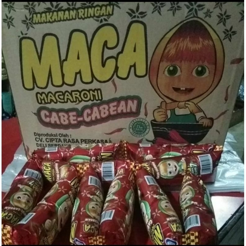 

macaroni cabe cabean, pedasnya level8, 1renceng isi 10bungkus ya beb