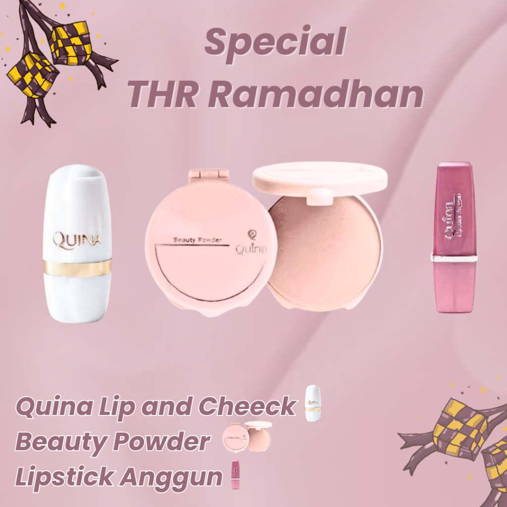 Bundling Special Quina Beauty Powder Quina Lipstik Anggun Quina Lip and Cheek