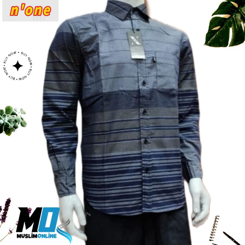 kemko kh n'one kemeja koko pria dewasa tangan panjang premium original