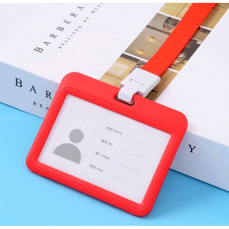 

name tag id card transparan gantungan kartu nama plastik HORIZONTAL