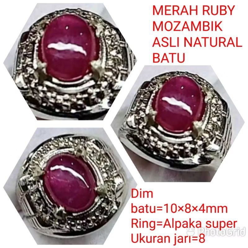 CINCIN BATU MERAH RUBY MOZAMBIK NATURAL
