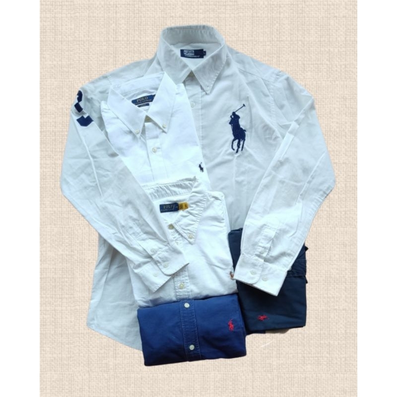 Kemeja Polo Ralph Lauren Putih / White Big Logo