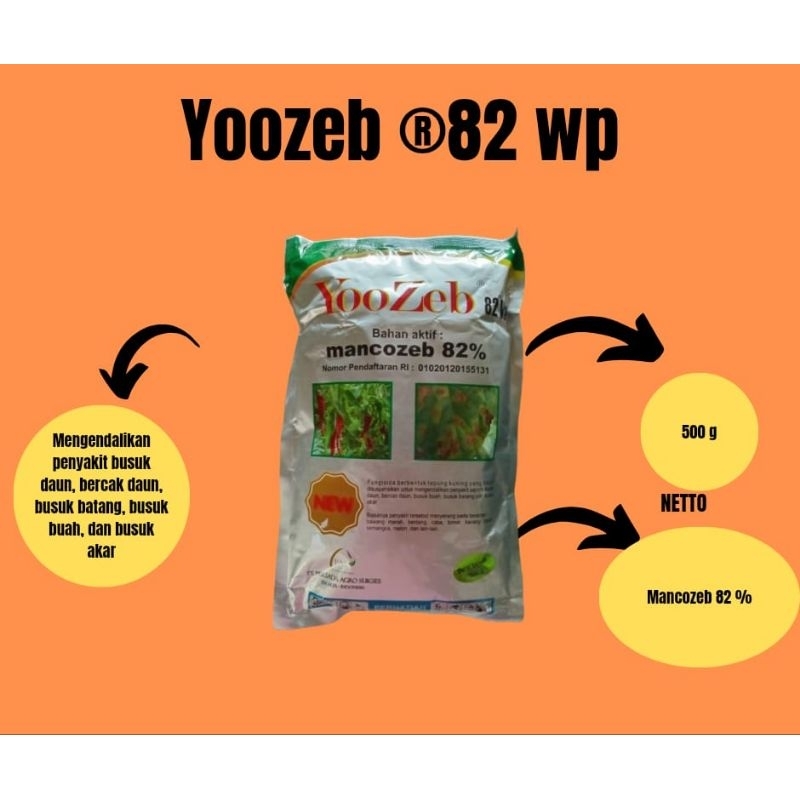 FUNGISIDA YOZEB 82 WP MANKOZEB KUNING 500 GRAM