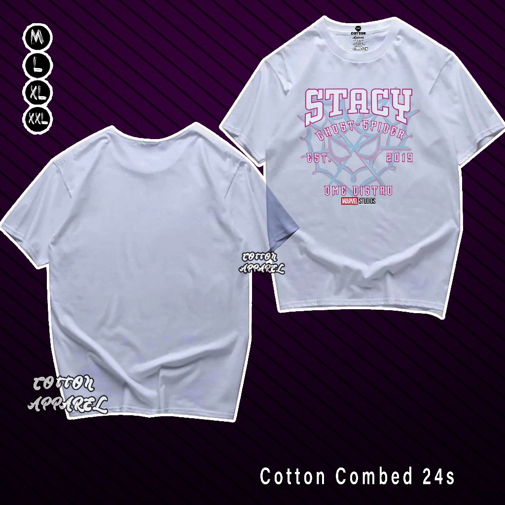 X4 Kaos Couple Spiderman Miles Morales & Gwen Stacy Warna Putih - Kaos Spiderman Couple - Tshirt Spi