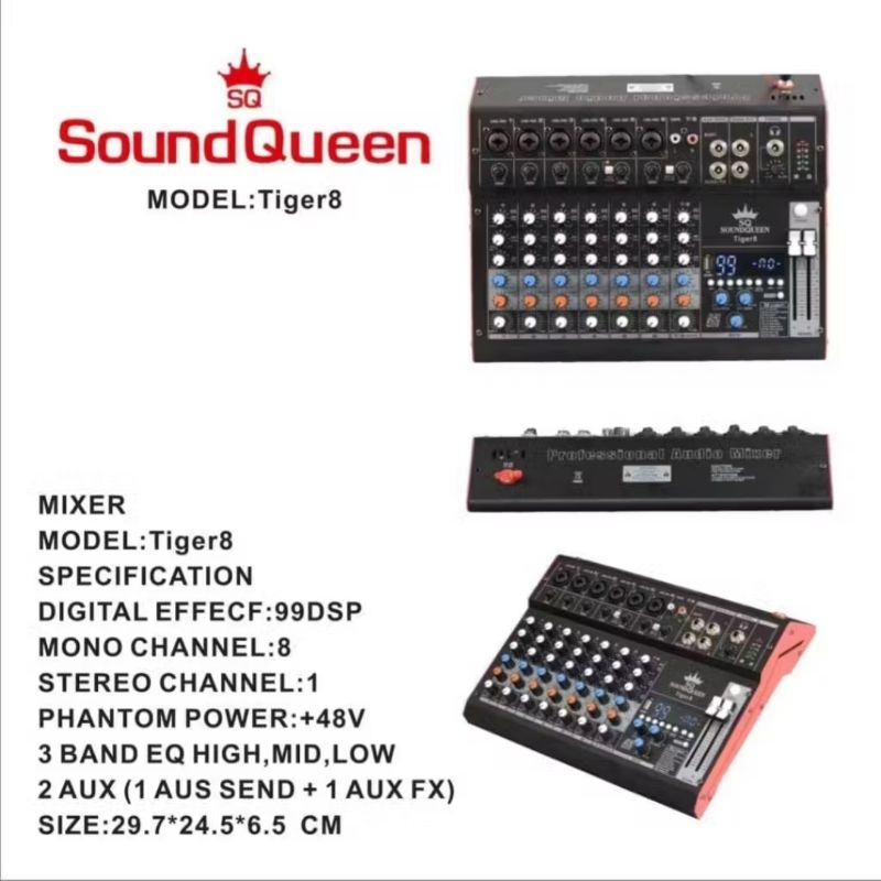 Mixer Soundqueen 8 Channel Tiger8 .Sounduqueen Tiger 8